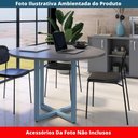 Ver imagem 2 de Mesa de Reunião Redonda P25 Pandin 110 Cm (largura) Tampo Mdp Grafito Pé Aço Tubular Azul Dali