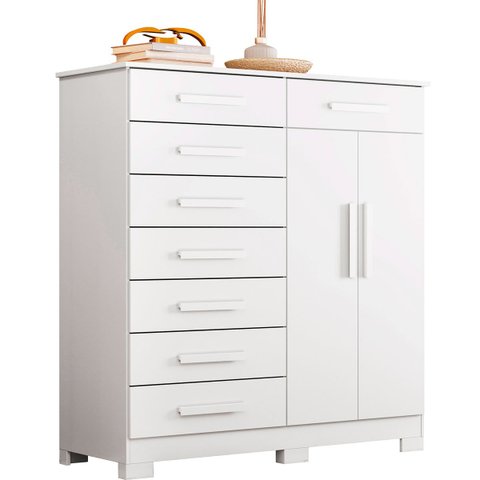 Cômoda Sapateira Julieta 8 Gavetas 2 Portas Branco