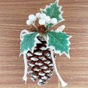 Ver imagem 1 de Pendentes Pinha Nevado Enfeite Árvore Natal 20x10cm Kit 6pçs