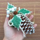 Ver imagem 2 de Pendentes Pinha Nevado Enfeite Árvore Natal 20x10cm Kit 6pçs