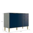 Ver imagem 3 de Balcão de Cozinha 120cm com 2 Portas e 3 Gavetas Domus Espresso Móveis Azul/Silver/Royal