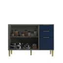 Ver imagem 4 de Balcão de Cozinha 120cm com 2 Portas e 3 Gavetas Domus Espresso Móveis Azul/Silver/Royal