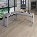 Ver imagem 1 de Mesa L Escritório Industrial 1,50m X 0,70m Pés Metal F5 Cor:cinza