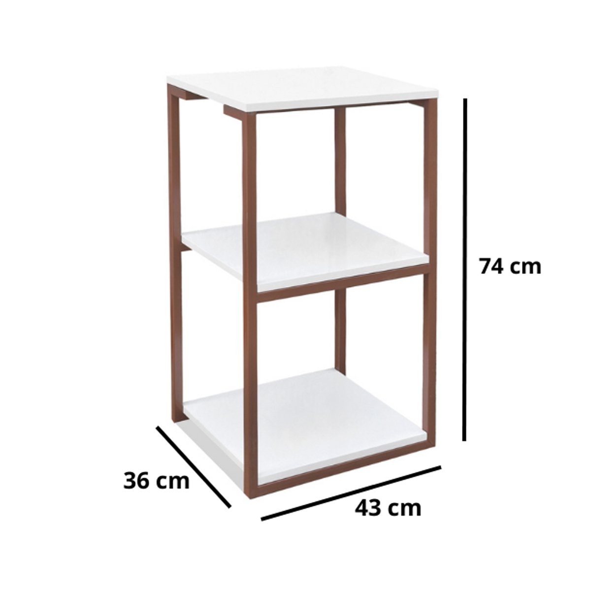 Nichos Industrial Prateleira Mesa Base Cobre Tampo Branco - 8