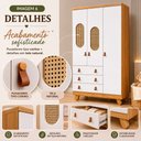 Ver imagem 4 de Kit Quarto Guarda Roupa c/ Cômoda Pingo Tela Branco Amêndoa