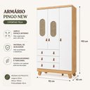 Ver imagem 2 de Kit Quarto Guarda Roupa c/ Cômoda Pingo Tela Branco Amêndoa
