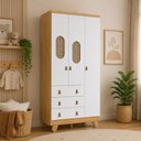 Ver imagem 5 de Kit Quarto Guarda Roupa c/ Cômoda Pingo Tela Branco Amêndoa