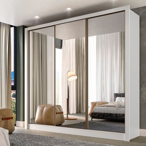 Guarda-roupa Casal 100% MDF com Espelho Champ