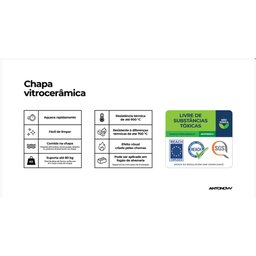 Chapa Vitrocerâmica 6 mm 75 x 45 cm C/ Moldura Antonow AIVE6M4575XF - 4