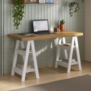 Ver imagem 2 de Escrivaninha Mesa Escritório Moderna com Pés Cavalete em Tamburato 50mm Art