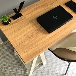 Escrivaninha Mesa Escritório Moderna com Pés Cavalete em Tamburato Art 135cm Olmo E Branca - 8 Escrivaninha Mesa Escritório Moderna com Pés Cavalete em Tamburato Art 135cm Olmo E Branca - 8