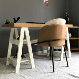 Escrivaninha Mesa Escritório Moderna com Pés Cavalete em Tamburato Art 135cm Olmo E Branca - 9 Escrivaninha Mesa Escritório Moderna com Pés Cavalete em Tamburato Art 135cm Olmo E Branca - 9