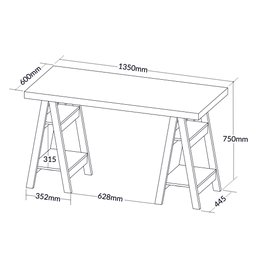 Escrivaninha Mesa Escritório Moderna com Pés Cavalete em Tamburato Art 135cm Olmo E Branca - 4 Escrivaninha Mesa Escritório Moderna com Pés Cavalete em Tamburato Art 135cm Olmo E Branca - 4