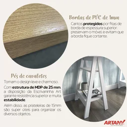 Escrivaninha Mesa Escritório Moderna com Pés Cavalete em Tamburato Art 135cm Olmo E Preto - 5 Escrivaninha Mesa Escritório Moderna com Pés Cavalete em Tamburato Art 135cm Olmo E Preto - 5