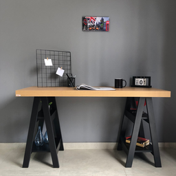 Escrivaninha Mesa Escritório Moderna com Pés Cavalete em Tamburato Art 135cm Olmo E Preto - 11 Escrivaninha Mesa Escritório Moderna com Pés Cavalete em Tamburato Art 135cm Olmo E Preto - 11