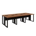 Ver imagem 2 de Mesa de Escritório Plataforma 6 Pessoas 2,70m Nog Pés Metal Cor:nogal com Preto