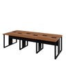 Mesa de Escritório Plataforma 6 Pessoas 2,70m Nog Pés Metal Cor:nogal com Preto - 6