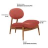 Poltrona Decorativa Yves Base Madeira Castanho Linho Coral - Nexta Casa - 7