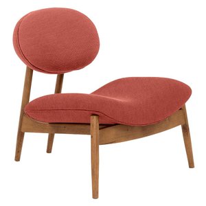 Poltrona Decorativa Yves Base Madeira Castanho Linho Coral - Nexta Casa