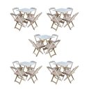 Ver imagem 1 de Kit 5 Conjuntos De Mesa Dobravel Com 4 Cadeiras De Madeira 70X70 Para Restaurante E Bar - Sem Pintur