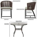 Ver imagem 2 de Mesa com 4 Cadeiras de Jantar Roma 100cm e Noronha em Aluminío Preto Corda Nautica Estofado 3 Trama