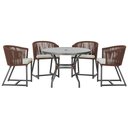 Ver imagem 1 de Mesa com 4 Cadeiras de Jantar Roma 100cm e Noronha em Aluminío Preto Corda Nautica Estofado 3 Trama
