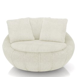 Poltrona Decorativa Redonda Giratória com Almofadas Saphire M22 Bouclê Cru - Mpozenato - 7