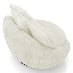 Poltrona Decorativa Redonda Giratória com Almofadas Saphire M22 Bouclê Cru - Mpozenato - 9