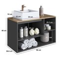 Ver imagem 4 de Balcão Gabinete de Banheiro Suspenso 80cm 1 Porta e Nichos com Cuba Barcelona Preto/Grafite