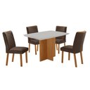 Ver imagem 2 de Conjunto Mesa de Jantar 120cm com 4 Cadeiras Estofadas Multimóveis Crrft-CON041 Madeirado/Off White