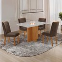 Ver imagem 1 de Conjunto Mesa de Jantar 120cm com 4 Cadeiras Estofadas Multimóveis Crrft-CON041 Madeirado/Off White