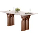 Ver imagem 1 de Mesa Jantar Yara Madeirado/Vidro 180cm Freijó/Off DJ Móveis