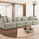 Ver imagem 2 de Sofá 5 Lugares para Sala de Estar Living 388cm Arlo F04 Veludo Bege - Lyam Decor