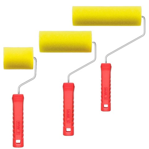 Kit Rolo de Espuma Poliéster Amarela Superfícies Lisas 5 Cm, 9 Cm e 15 Cm