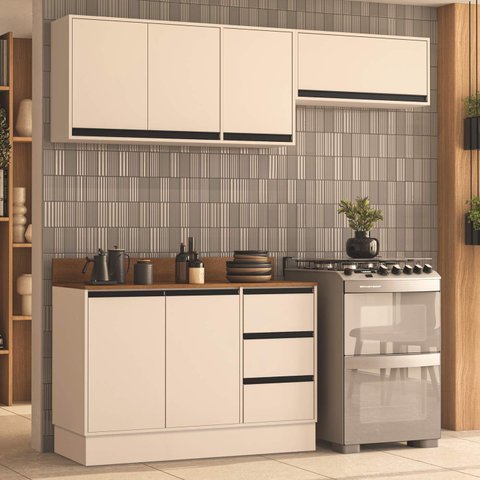 Armário de Cozinha Modulada 3 Peças 200cm com Tampo 250045 Koya Politorno