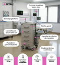 Ver imagem 3 de Carrinho Hospitalar de Emergência 5 Gavetas Auxiliar - Tampo Inox - Estrutura em Aço com Acessórios