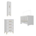 Ver imagem 2 de Quarto de Bebê Completo Guarda-Roupa 2 Portas 2 Gavetas com Cômoda e Berço Magia Espresso Móveis Branco
