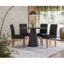 Ver imagem 2 de Mesa de Jantar Isis 120x120 Cm com Vidro Preto e 4 Cadeiras Ana Ype Veludo Preto – New Ceval