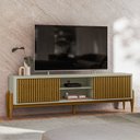 Ver imagem 2 de Rack Ripado para TV até 65 Polegadas MDF 180cm Pés em Madeira Maciça 2 Portas de Correr Sereno