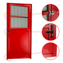 Ver imagem 2 de Porta Alumínio Lambril c/Grade 86 e. V.Boreal Vermelho Brimak