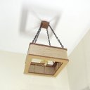Ver imagem 3 de Luminária Lustre Pendente Rústico Retro Madeira Sisal 35cm