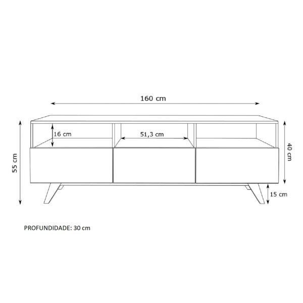 Rack Para Tv Até 60 Polegadas 3 Portas 3 Nichos  - 3