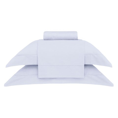Jogo de Cama Casal Damask Stripes Cinza 4 Peças 300 Fios 100% Algodão Buddemeyer
