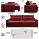 Ver imagem 2 de Sofá Sem Caixa Retrátil Reclinável 2,35m Cama inBox França Velusoft Vermelho