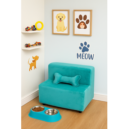 Escada Escadinha Pet 2 Degraus Gato e Cachorro Ideal Sofá, Cama Espumada com Osso Incluso- Azul Clar - 3