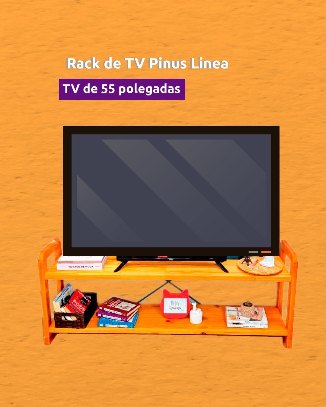 Rack de TV de Madeira Pinus Linea com 3 Gavetas Natural - 4