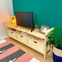 Ver imagem 3 de Rack de TV de Madeira Pinus Linea com 3 Gavetas Natural