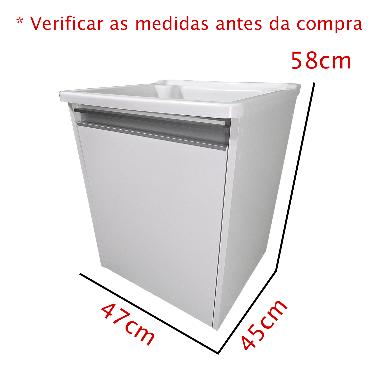 Tanque Lavanderia 26l Gabinete Mdf Suspenso Suporte Torneira de Bancada - 3