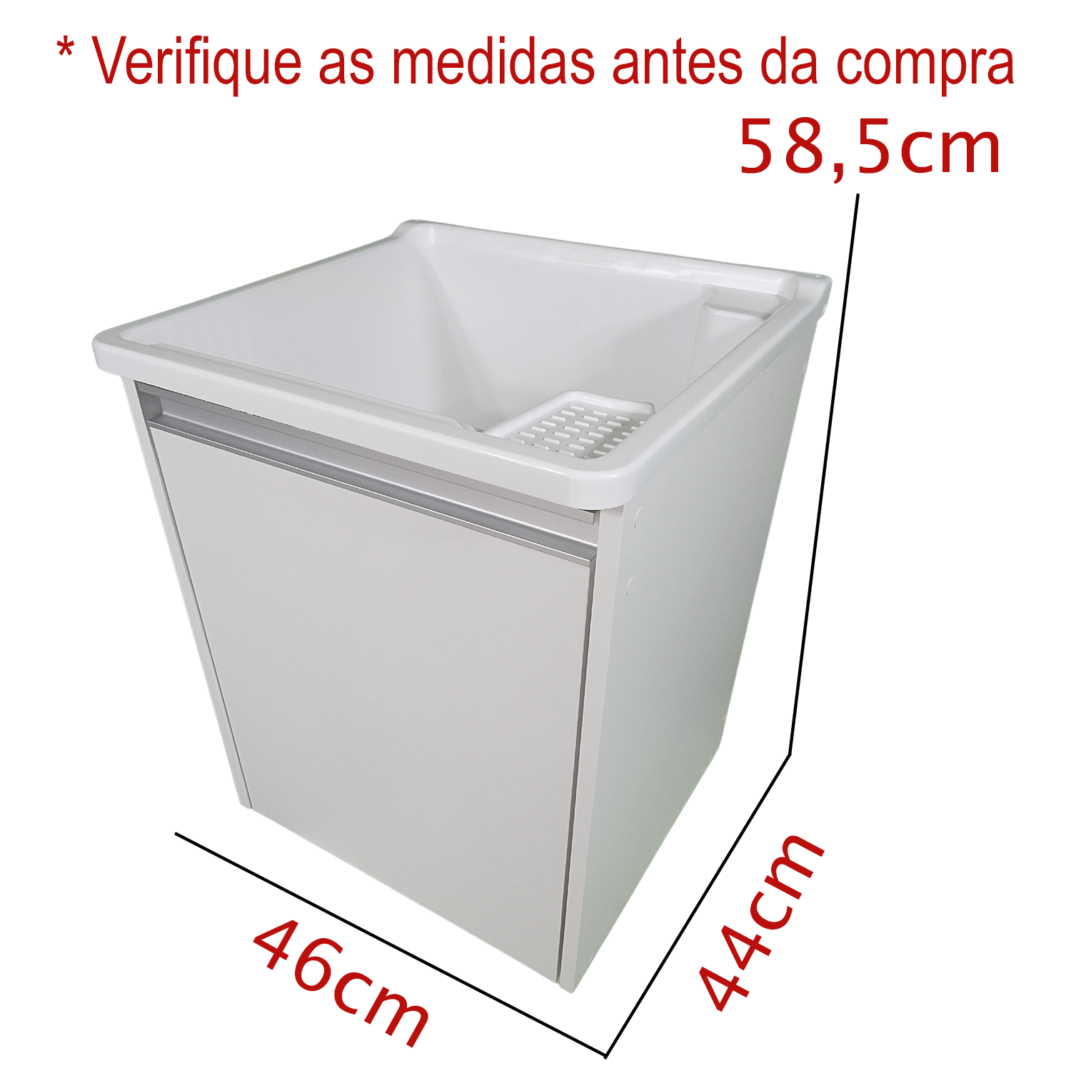 Tanque Lavanderia 26l Gabinete Mdf Suspenso Suporte Torneira de Bancada - 3