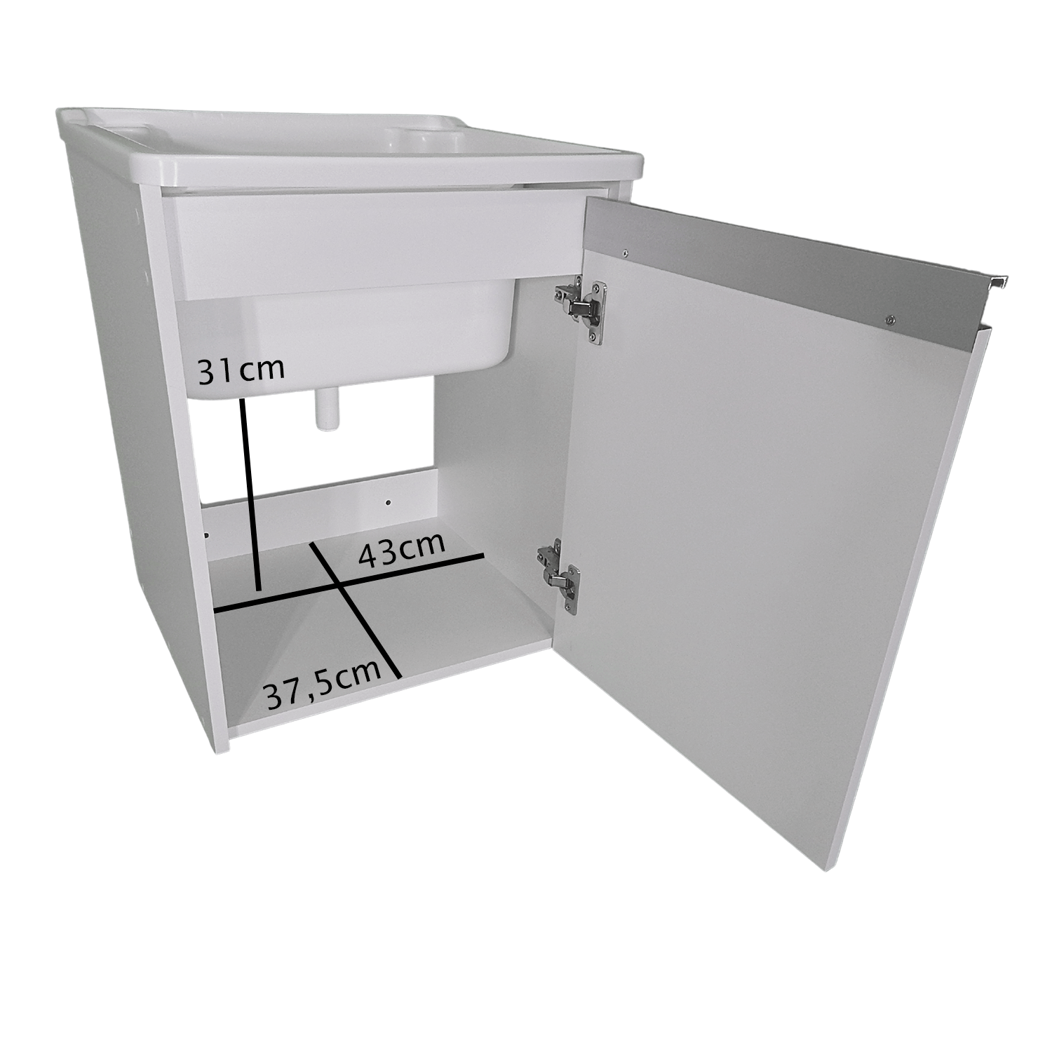 Tanque Lavanderia 26l Gabinete Mdf Suspenso Suporte Torneira de Bancada - 4
